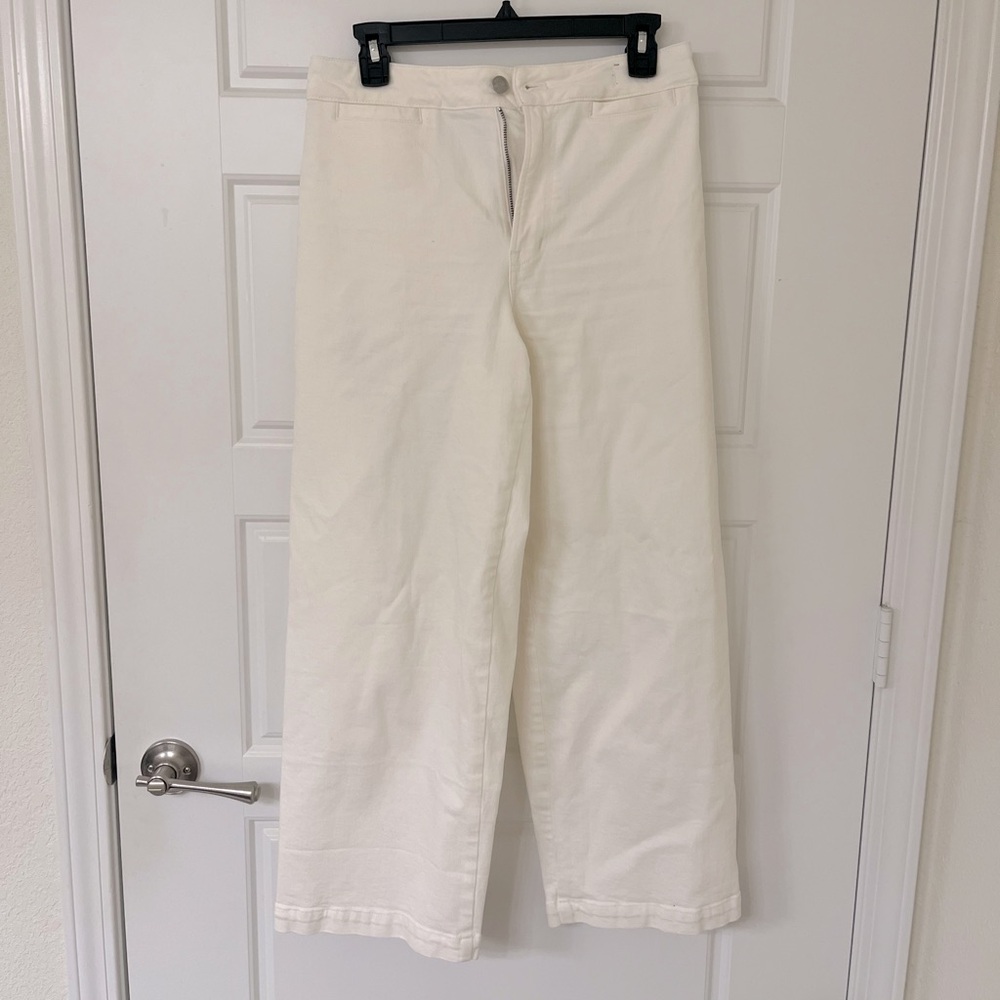Madewell White Curvy Emmett Wide-Leg Pants